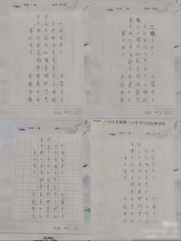 关爱学生幸福成长·教育治理篇｜邯郸市丛台区实验第三小学硬笔书写达标过级测评