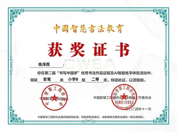 邯郸市丛台区展览路小学在全国第二届“书写中国梦”优秀书法作品评比活动取得优异成绩