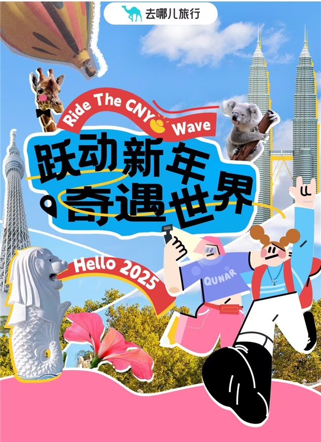 去哪儿旅行联合全球旅业伙伴，向用户发出新年出游邀约，一起「跃动新年 奇遇世界」