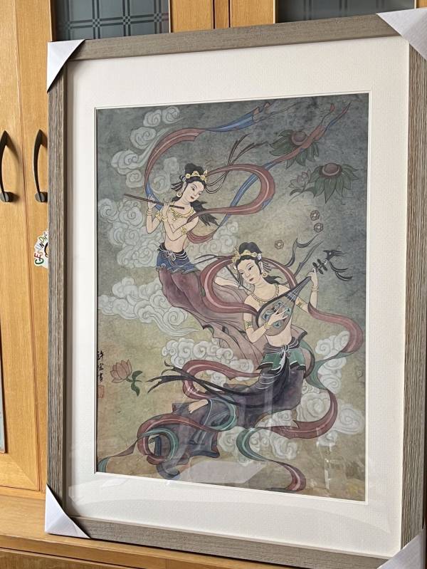 推动中华传统文化艺术更好走向世界！智容法师收藏油画家许宏原创作品《敦煌飞天》